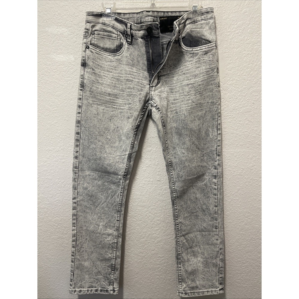 Six Lincoln New York Men's Slim Fit 30x30 Gray Wash Stretch Denim Casual